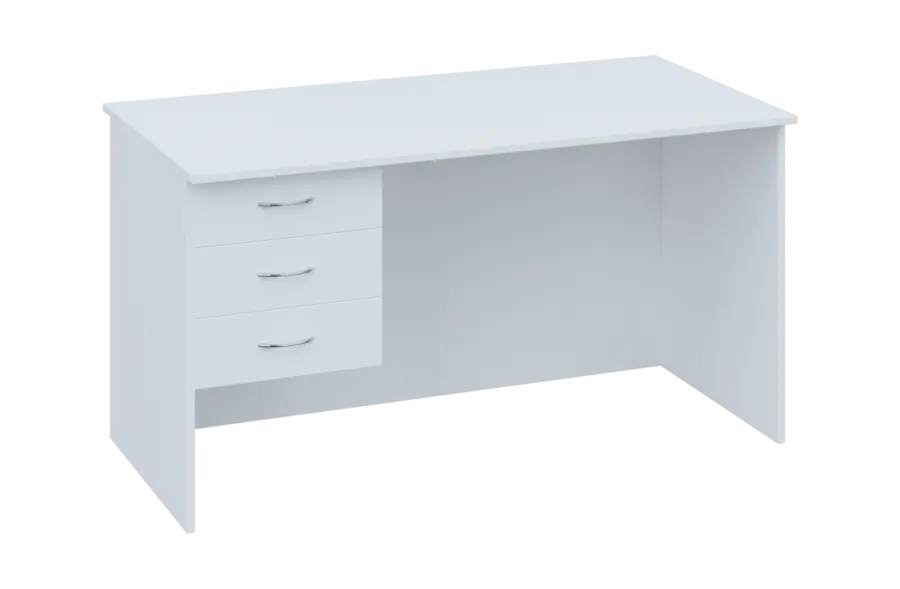 CPL 18 - 14Z13 stůl kancelářský, 3-zásuvkový, levý, dřevěná podnož, deska 18 mm, široký 1400 mm, bílá